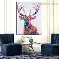 Sika Deer Animal Abstract Modern Framed Painting Picture Canvas Print for Room Wall Ornament

