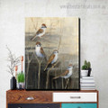 Sparrows Bird Abstract Contemporary Framed Painting Photo Canvas Print for Room Wall Decor
