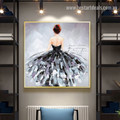 Girl Backside Abstract Fashion Handmade Framed Oil Painting Photo Canvas Print for Room Wall Outfit