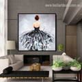 Girl Backside Abstract Fashion Handmade Framed Oil Painting Photo Canvas Print for Room Wall Getup