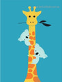 Giraffe Animal Kids Modern Framed Portraiture Image Canvas Print