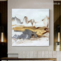 Golden Fells Abstract Landscape Modern Framed Portraiture Portrait Canvas Print for Room Wall Adornment