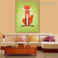 Animated Fox Animal Kids Modern Framed Painting Pic Canvas Print for Room Wall Garniture