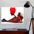 Frog Heart Animal Modern Framed Painting Portrait Canvas Print for Room Wall Garnish
