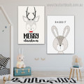Deer Rabbit Animated Animal Modern Framed Painting Pic Canvas Print for Room Wall Ornament