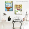 Dog Dreams Animal Floral Quote Modern Framed Painting Photo Canvas Print for Room Wall Moulding
