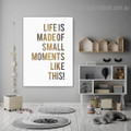 Small Moments Quote Nordic Framed Portraiture Picture Canvas Print for Kids Room Wall Drape