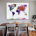 Colorific Map Abstract Watercolor Modern Framed Painting Photo Canvas Print for Dining Room Wall Outfit