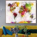 Spray World Map Abstract Watercolor Contemporary Framed Painting Photo Canvas Print for Room Wall Equipment