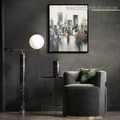 Manhattan Bridge Abstract Cityscape Modern Framed Painting Picture Canvas Print for Room Wall Getup