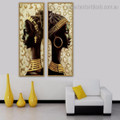 African Women Abstract Figure Panoramic Framed Painting Photo Canvas Print for Wall Garnish