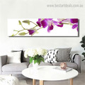 Purple Shade Blooms Floral Panoramic Framed Painting Pic Canvas Print for Room Wall Getup