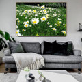 White Sunflower Floral Contemporary Framed Painting Photo Canvas Print for Room Wall Adornment