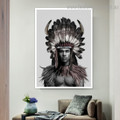 Tribal Man Abstract Figure Contemporary Framed Artwork Photo Canvas Print for Room Wall Outfit