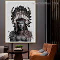 Tribal Man Abstract Figure Contemporary Framed Artwork Photo Canvas Print for Wall Hanging Decor