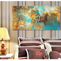 Golden Cyan Abstract Modern Framed Painting Picture Canvas Print for Room Wall Outfit