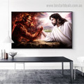 God and Demon Religious Framed Artwork Picture Canvas Print for Room Wall Decor