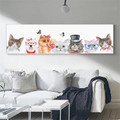 Cute Animals Modern Panoramic Framed Artwork Photograph Canvas Print for Room Wall Ornament