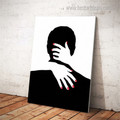Lover Hugging Abstract Framed Painting Photo Canvas Print for Wall Hanging Decor