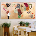 Food Ingredients Map Modern Framed Painting Picture Canvas Print for Dining Room Wall Outfit