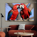 Red and Green Macaw Bird Modern Framed Painting Photo Canvas Print for Room Wall Flourish