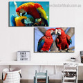 Dapple Parrots Group Bird Modern Framed Portrayal Photo Canvas Print for Room Wall Garnish