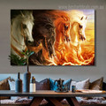 Artistic Fairy Horses Animal Landscape Framed Artwork Image Canvas Print for Room Wall Adornment
