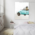 Pug Car Abstract Animal Modern Framed Painting Image Canvas Print for Room Wall Assortment
