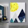 Phoebus and Mountain Abstract Geometric Vintage Nordic Framed Artwork Portrait Canvas Print for Wall Flourish