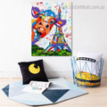 Cow Tower Abstract Animal Watercolor Framed Painting Picture Canvas Print for Room Wall Tracery
