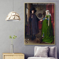 Arnolfini Portrait Jan Van Eyck Figure Reproduction Framed Artwork Photo Canvas Print for Wall Hanging Decor