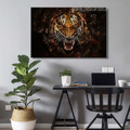 Angry Tiger Animal Modern Framed Painting Picture Canvas Print for Room Wall Equipment