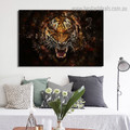 Angry Tiger Animal Modern Framed Painting Picture Canvas Print for Room Wall Finery