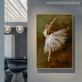 Ballerina Dancer Dance in White Dress Painting Print for Living Room Wall Art