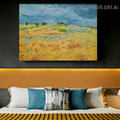 Fields with Blooming Van Gogh Reproduction Framed Artwork Photo Canvas Print for Room Wall Onlay