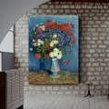 Cornflowers and Poppies Van Gogh Botanical Reproduction Framed Artwork Portrait Canvas Print for Room Wall Equipment