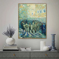 Prisoners Round Van Gogh Reproduction Framed Painting Picture Canvas Print for Room Wall Adornment
