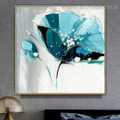 Turquoise Poppy Abstract Botanical Modern Framed Artwork Photo Canvas Print for Room Wall Getup