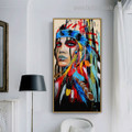 Colorific Aborigine Wench Abstract Figure Framed Painting Image Canvas Print for Room Wall Molding

