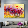 Motley Poppies Abstract Floral Modern Framed Painting Photo Canvas Print for Room Wall Decoration