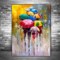 Colorful Umbrellas Abstract Watercolor Framed Artwork Pic Canvas Print for Room Wall Getup