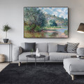 Landscape at Port Villez Monet Impressionism Botanical Framed Artwork Image Canvas Print for Room Wall Drape 