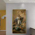 The Immaculate Conception Battista Tiepolo Reproduction Framed Portraiture Photo Canvas Print for Room Wall Drape