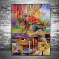 Lovers Cuddling Together Abstract Graffiti Framed Artwork Image Canvas Print for Room Wall Flourish