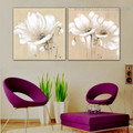 White Petal Blooms Abstract Floral Framed Painting Photo Canvas Print for Room Wall Decor