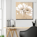 White Poppies Abstract Floral Modern Framed Painting Pic Canvas Print for Room Wall Getup