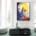 Ardhnarishwar God Religious Modern Framed Portraiture Picture Canvas Print for Room Wall Garnish