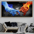 Ice Fire Love Abstract Modern Framed Portraiture Picture Canvas Print for Room Wall Tracery