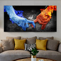 Ice Fire Love Abstract Modern Framed Portraiture Picture Canvas Print for Room Wall Decoration