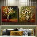 Colorful Blossoms Vase Botanical Framed Painting Photo Canvas Print for Room Wall Ornament